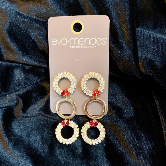 Eva Mendez Gold Dangle Wreath Earrings 3” NWT - Picture 2 of 8